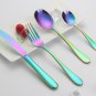 Rainbow colored stainless steel tableware set
