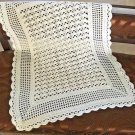 Handmade crochet unisex white christening baby blanket