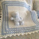 New Crochet blue and white baby boy blanket