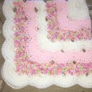 Crochet delicate pink and white baby girl blanket