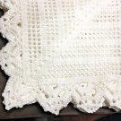 White fancy border christening baptism baby blanket