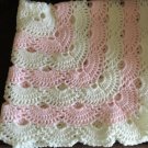 Crochet pink and white baby girl blanket