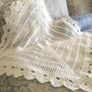 Unisex white crochet christening - baptism baby blanket