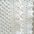 White crochet christening baptism baby blanket with fancy edge