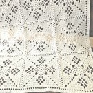 White handmade vintage style crochet christening baptism baby blanket