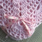 Crochet delicate edge pink baby girl blanket w/ princess tiara ribbon