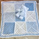 Crochet baby boy blue and white granny square blanket