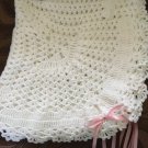 Handmade unisex intricate lace white baptism dedication christening baby blanket