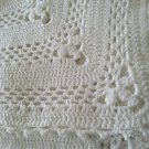 White vintage style crochet christening baptism baby blanket