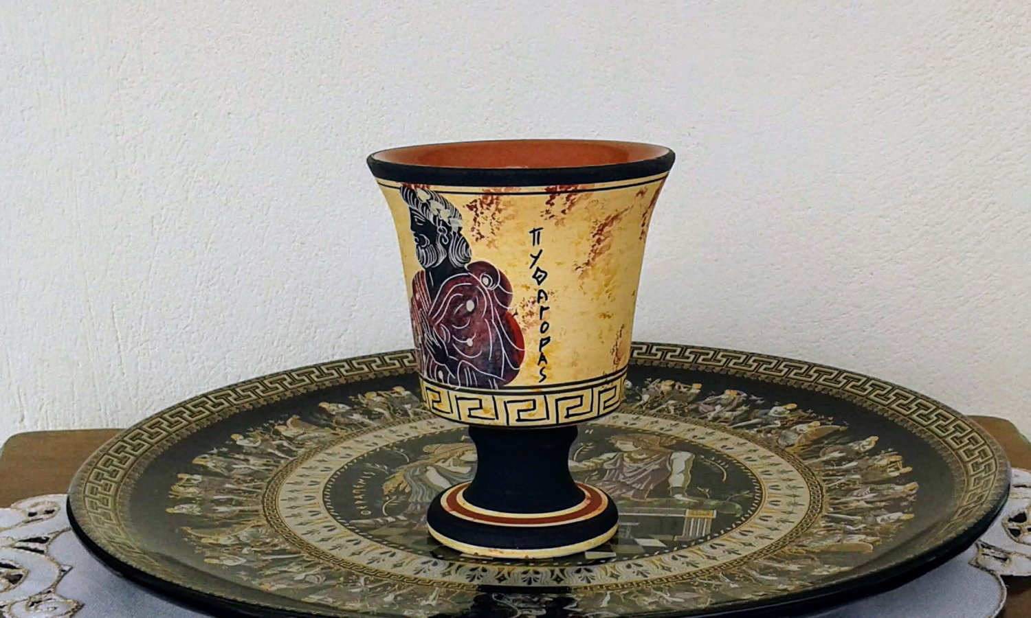 Pythagoras cup, Fair cup, Museum Copy, engraved in hand, stoneware, pottery