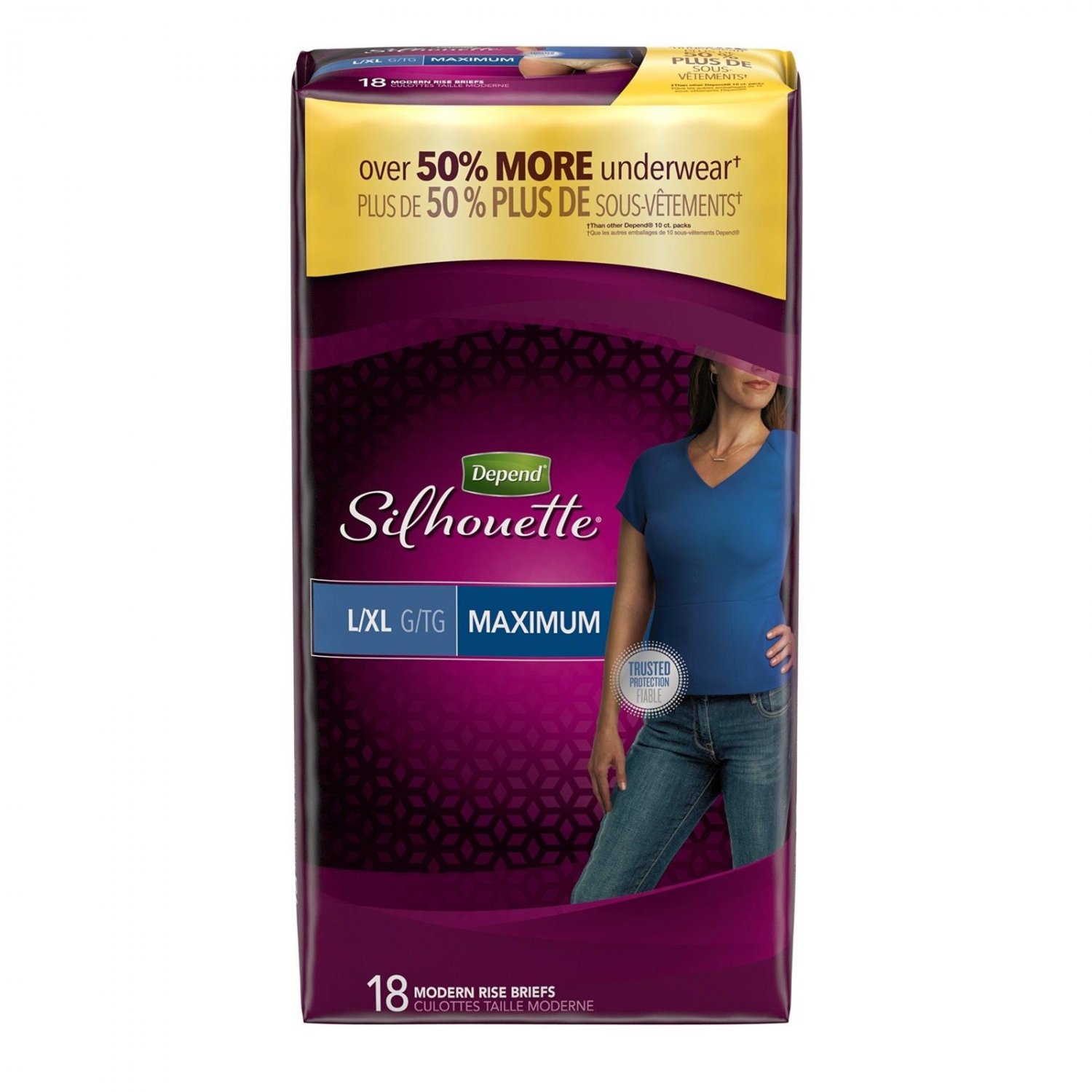 Depend Silhouette Incontinence Underwear for Women Maximum Absorbency L/XL Beige