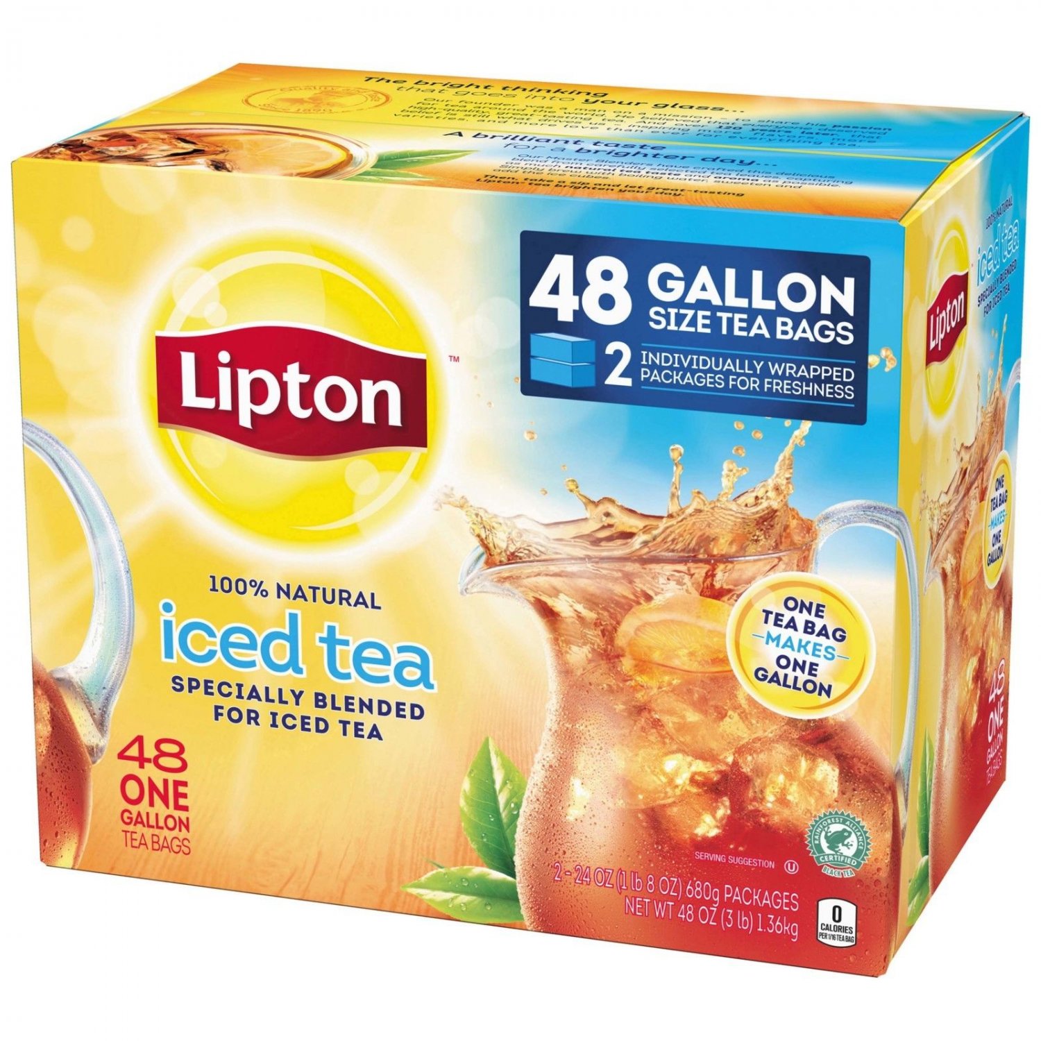 Lipton Unsweetened Gallon-Sized Black Iced Tea Bags, 48 ct