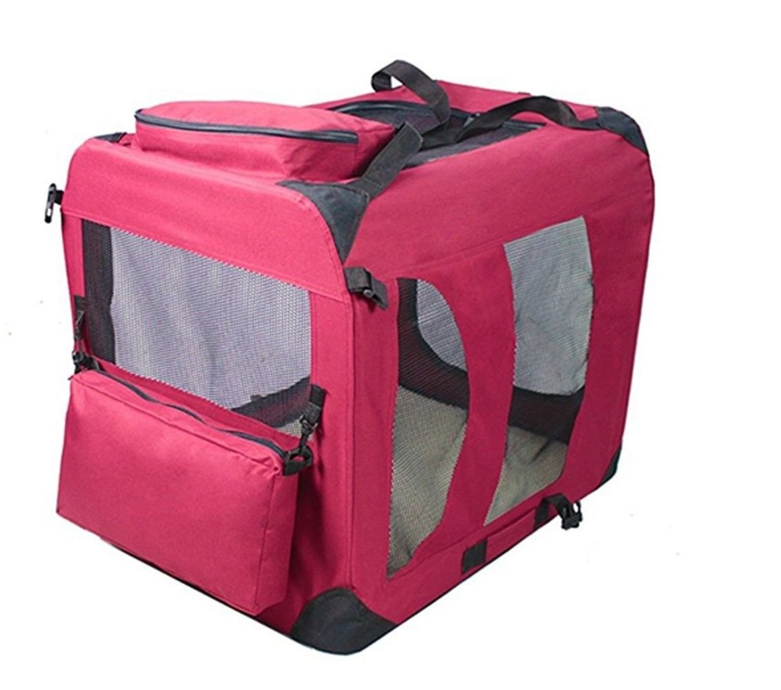 ZuHucpts Folding Soft Dog Crate Kennel, Indoor Outdoor Pet Home,3 Door Travel