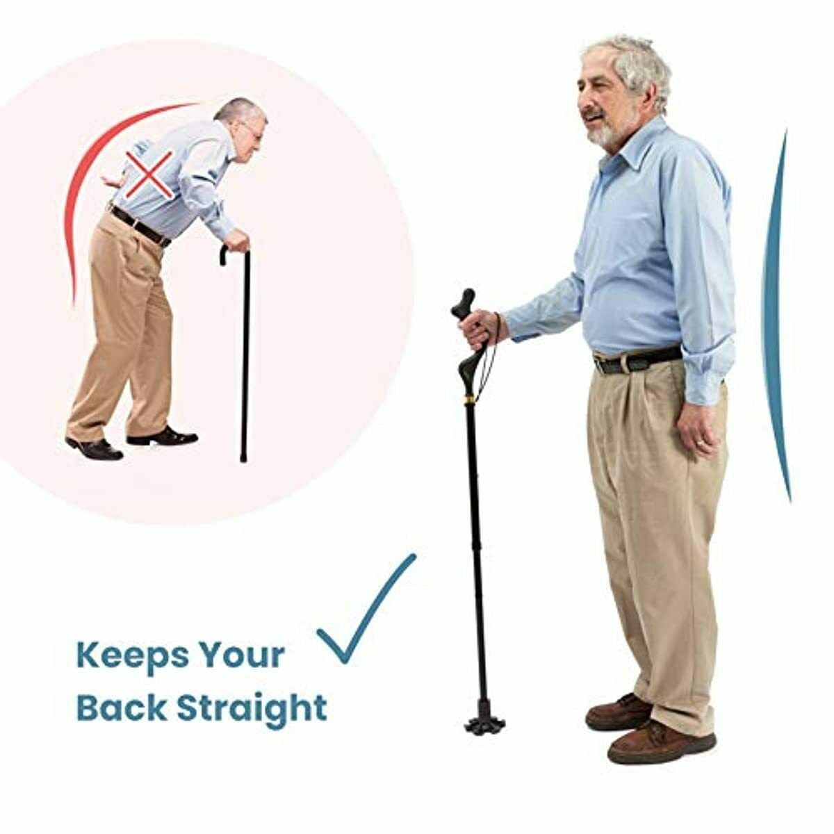 bestforyou11 Campbell Posture Cane Walking Cane with Adjustable