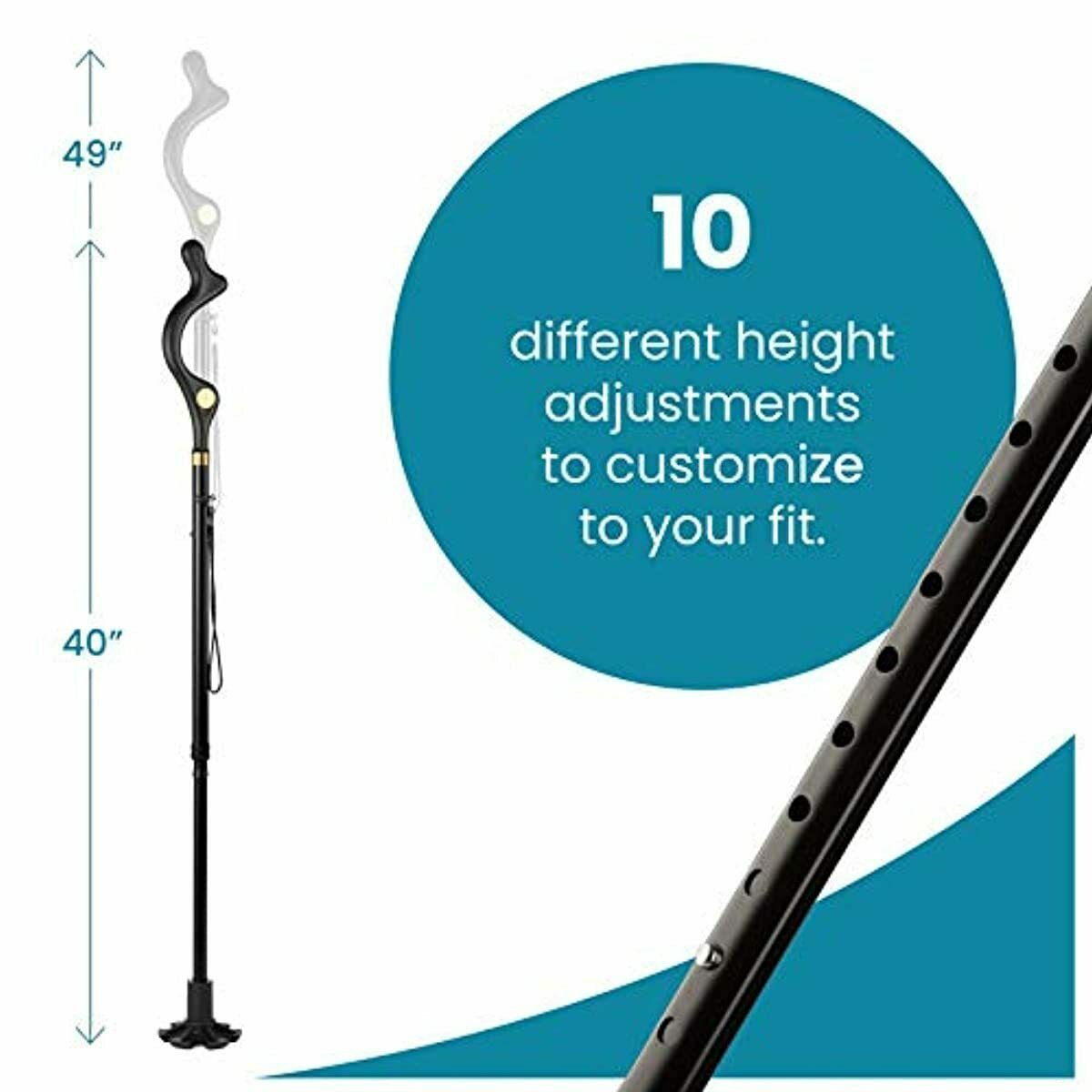 Campbell Posture Cane Walking Cane with Adjustable Heights, As Seen on TV