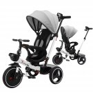 Baby Tricycle, 6-in-1 Baby Push Bike Steer Stroller, Detachable Guardrail, Adjustable Canopy, Pedal