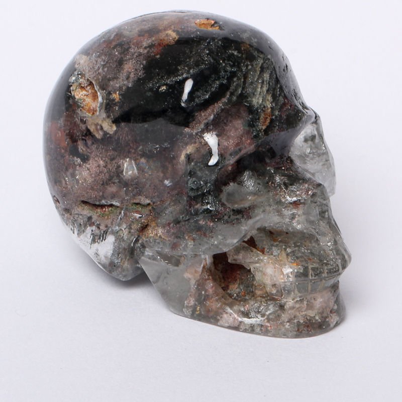 2.8" Rare Natural Green Ghost Phantom Quartz Crystal Skull Healing Skeleton TL5