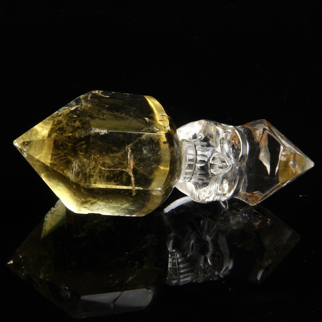 Multi Pointed NATURAL Quartz Crystal Skull Carved Wand/Point Healing N139