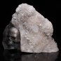 Stunning Giant 8" Quartz Druse Carved Crystal Skull Cluster clear sculpture Q