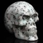 3" Natural Spotted stone Crystal quartz Skull, Realistic reiki Healing GIFT TB1