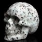 3" Natural Spotted stone Crystal quartz Skull, Realistic reiki Healing GIFT TB1