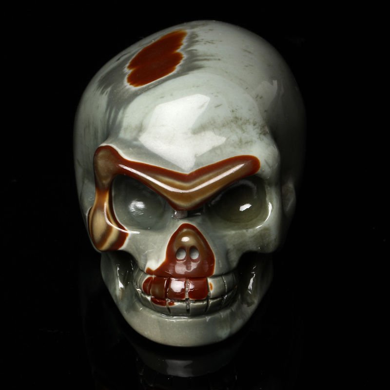 Stunning 2.8" OCEAN JASPER Hand Carved Mayan Alien Crystal Skull Healing YH3