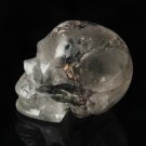 4.2"Rare Natural Green Clear Quartz Crystal Skul sculpture garden meditation TL6