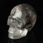 4.2"Rare Natural Green Clear Quartz Crystal Skul sculpture garden meditation TL6