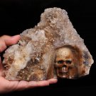 6.6" Amazing Natural Crystal Skull Quartz Cluster Point Druse Reiki Healing TC8