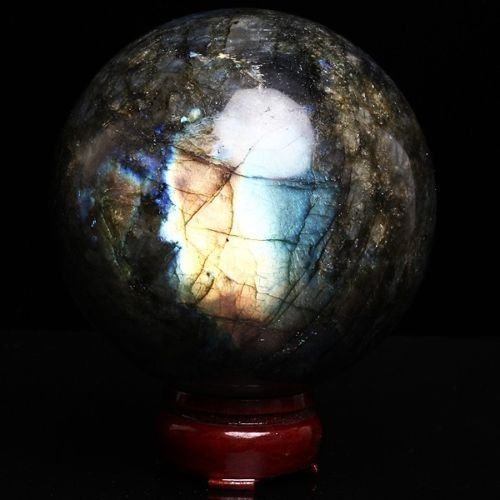 90mm Natural Rainbow Labradorite ball,crystal Sphere Divination healing QL3