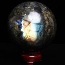 90mm Natural Rainbow Labradorite ball,crystal Sphere Divination healing QL3