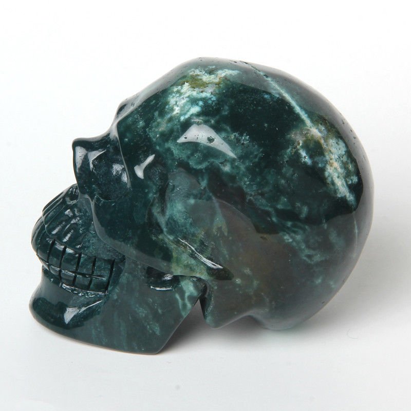 3.2" BRAZIL GEODE AGATE Carved Crystal Skull Skeleton, Realistic, Healing N41