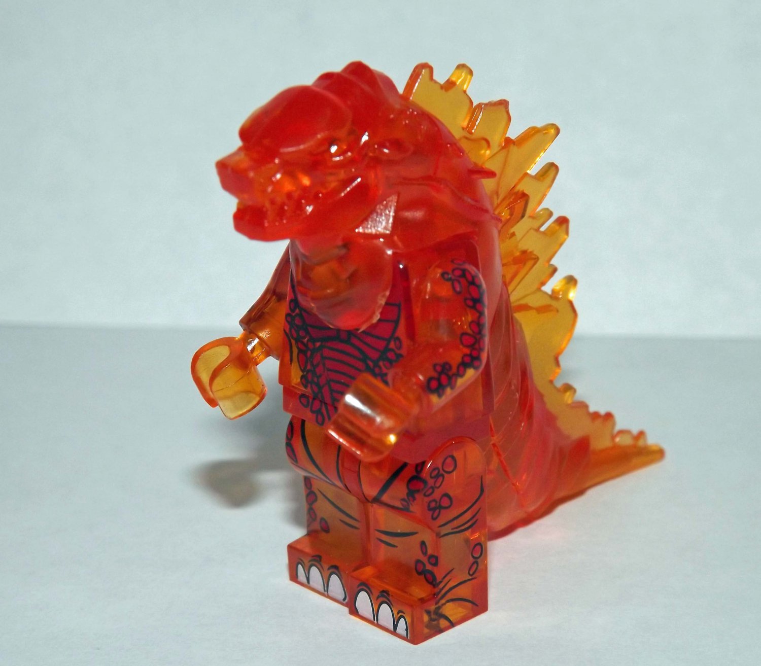 Clear Fire Godzilla Monster Custom minifigure Horror movie building toy figure!