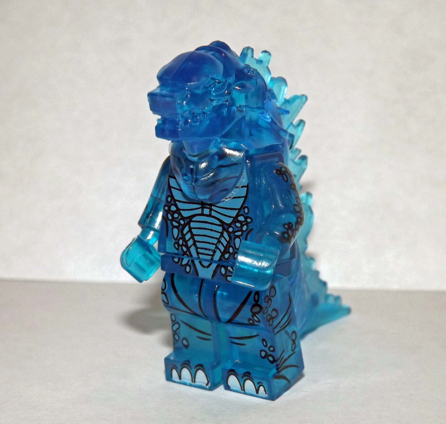 Clear blue Godzilla Monster Custom minifigure Horror movie building toy figure!
