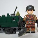 German Sergeant WW2 custom minifigure with small tank movie building  Army toy figure!