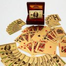 24K Gold Plated Playing Poker Cards & Mahogany Wooden Box New Waterproof Plastic