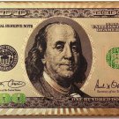 24K Gold Plated Poker Playing Cards $100 Benjamin Franklin Design Waterproof New