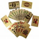 24K Gold Foil Plated Poker Plastic Gold Playing Cards $100 Benjamin Franklin New