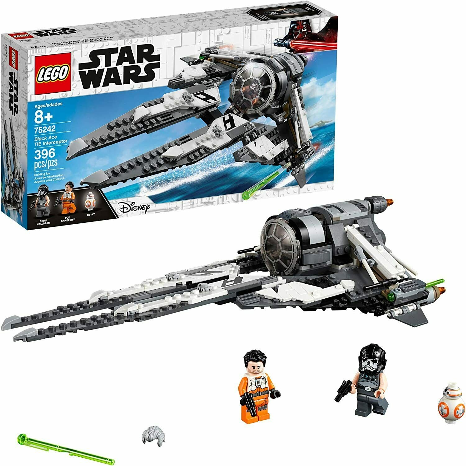 LEGO Star Wars Black Ace TIE Interceptor 75242 Resistance 396 Pieces TIE Fighter