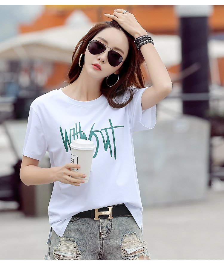 White Loose Women Large Size Cotton T-shirt Fashion Ladies Casual Blouse Tops Shirt Size XL