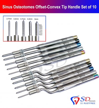 SD0084 Sinus Osteotom Offset-konvexe Spitze Griff Set von 10 (5 St&Atilde;&frac14;ck Str / 5 St&Atilde;&frac14;ck CE