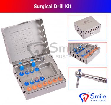 SD0357 Dental Surgical Drill Kit 16 Pcs Set Implant Instrument Tools Ratchet Smile UK