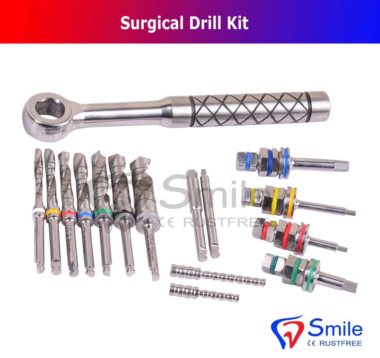 Sd0357 Dental Surgical Drill Kit 16 Pcs Set Implant Instrument Tools