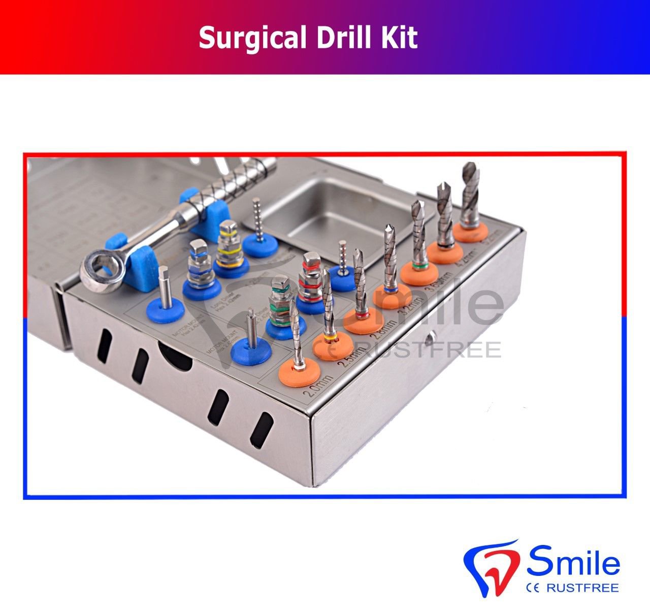 SD0357 Dental Surgical Drill Kit 16 Pcs Set Implant Instrument Tools ...