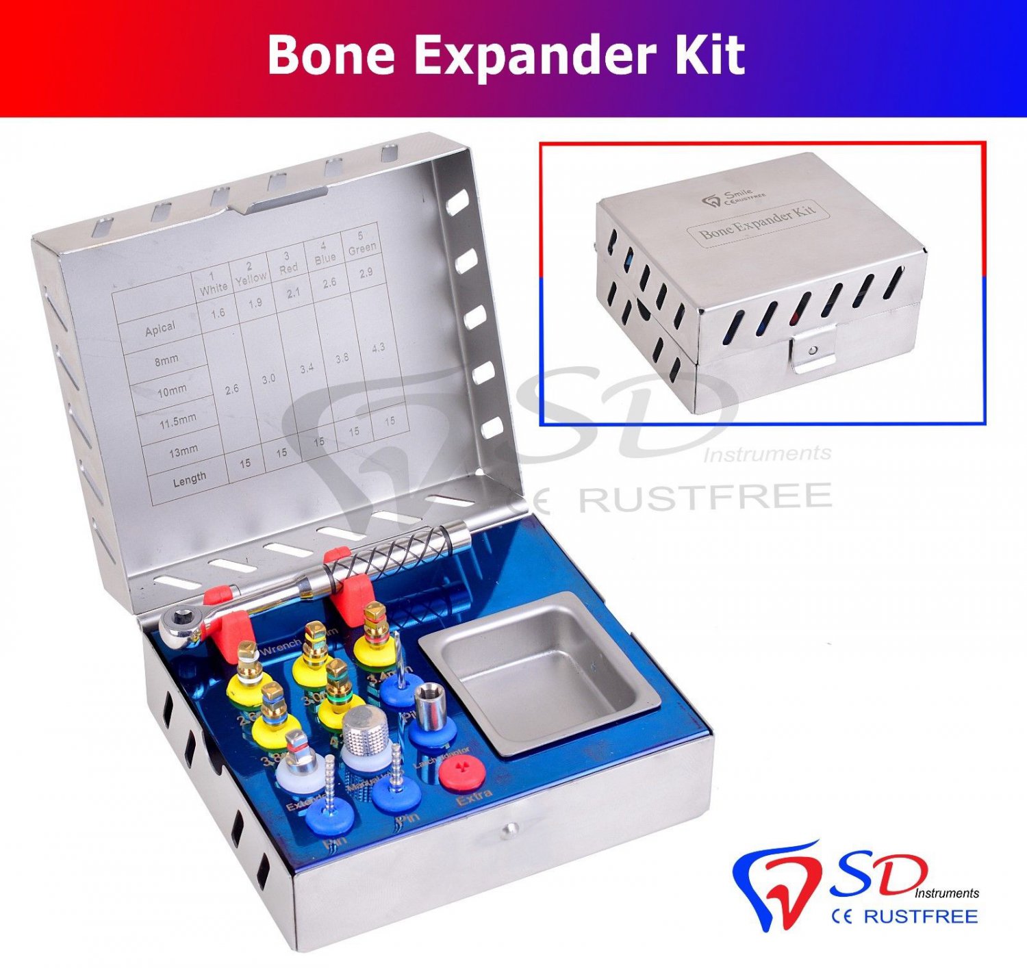 SD0290 Dental Bone Expander Kit Sinus Lift 12 Pcs Implant Surgical Instruments NEW