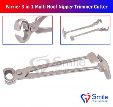 SD0340 Farrier 3 in 1 Multi Hoof Nipper Trimmer Cutter Hammer Clincher Smile Dentale