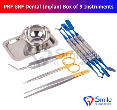 SD0359 PRF GRF Dental Implant Box Set Of 9 Instruments Surgical Surgery Tools Kit CE UK