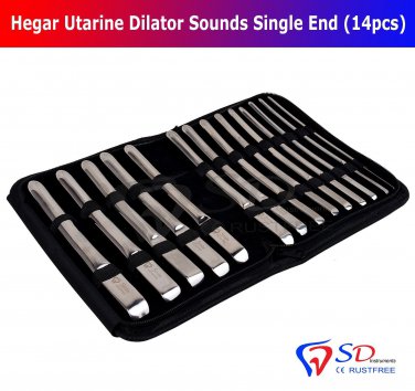 SD0250 Hegar Utarine Dilator Sounds Single End 14PCS OB/Gyn Metal 4mm to 17MM Urethral