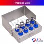 SD0281 Dental Trephine Drills Kit 8 PCS Implant Surgical / Dental Surgery Bur Holder CE