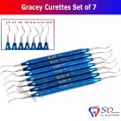 SD0183 Titanium Coated Dental Gracey Curettes Set of 7 Periodontal Scaler Calculus NEW